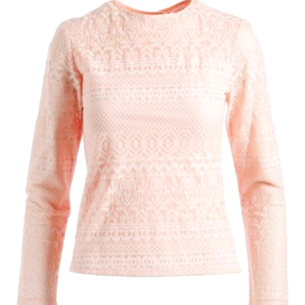 Pink Lace Top Blouse Size S